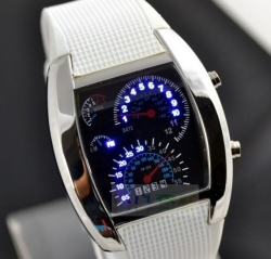 LED hodinky Racer - bílé