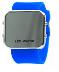 LED hodinky zrcadlové - modré