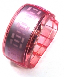 LED hodinky plastic red