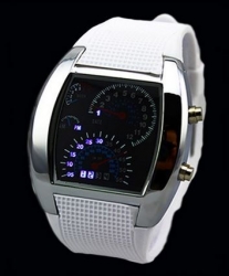 LED hodinky Racer - bílé