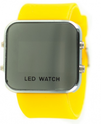 LED hodinky zrcadlové - žluté