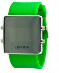 LED hodinky zrcadlové - zelené